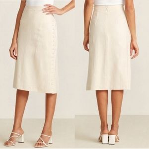 Madewell Cream Side Button Midi Skirt